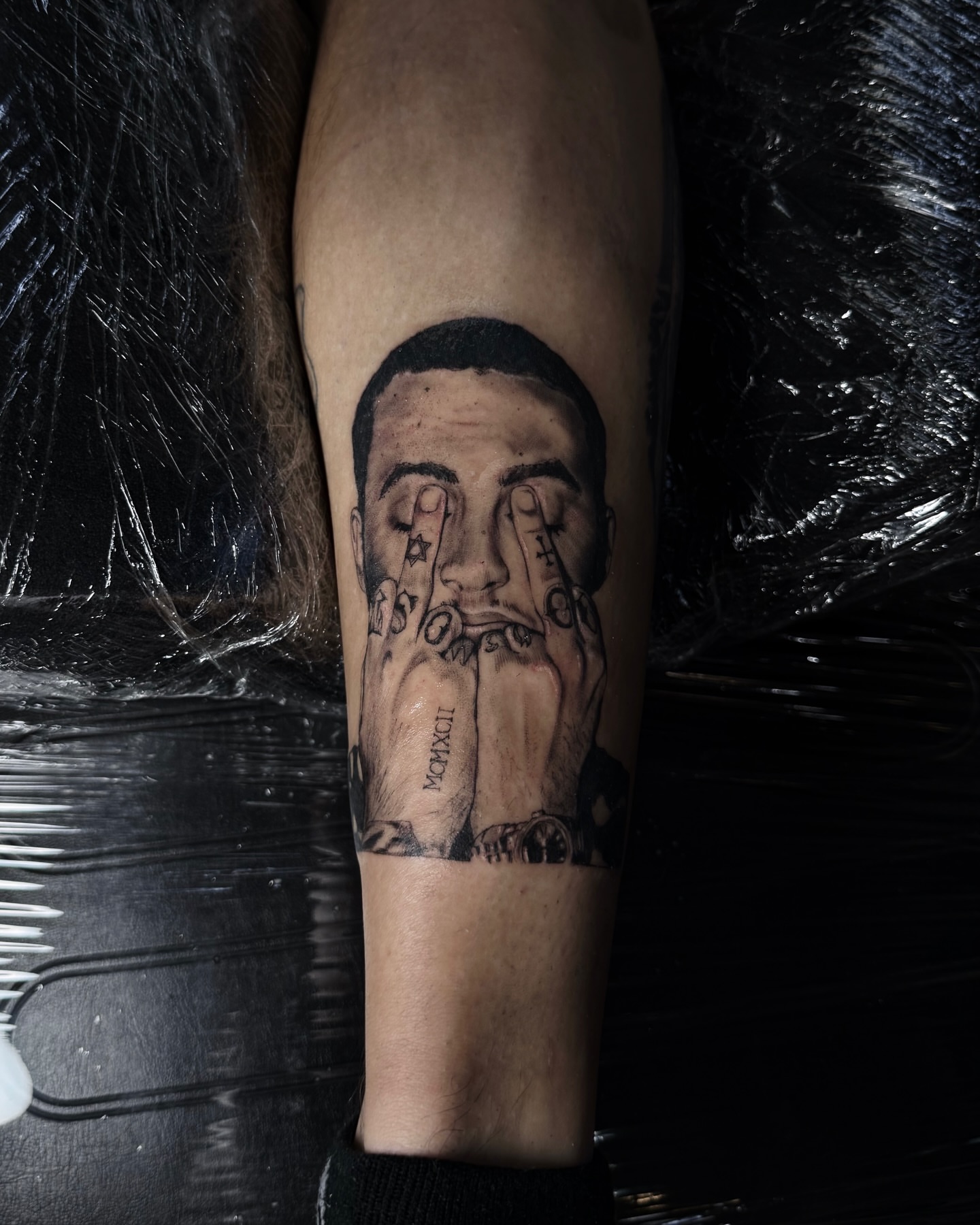 Portrait realism tattoo on the forearm by viktoria raquel