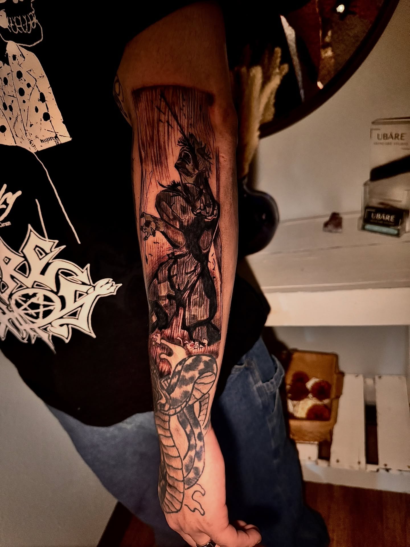Warrior and snake realism tattoo on the forearm by Tampa tattoo artist