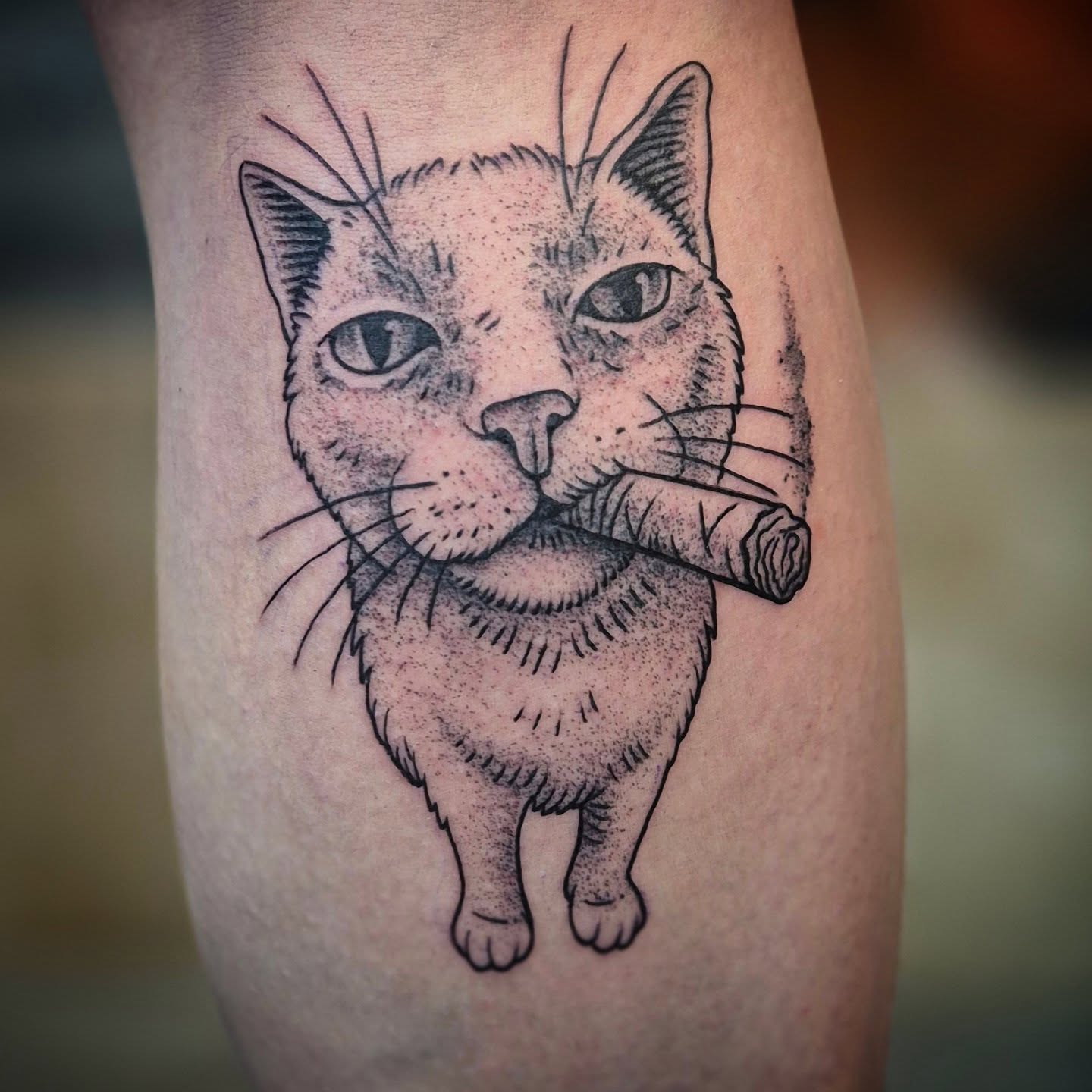 Cat dotwork tattoo on the forearm by Тату Херсон _ Kherson tattoo, Kherson