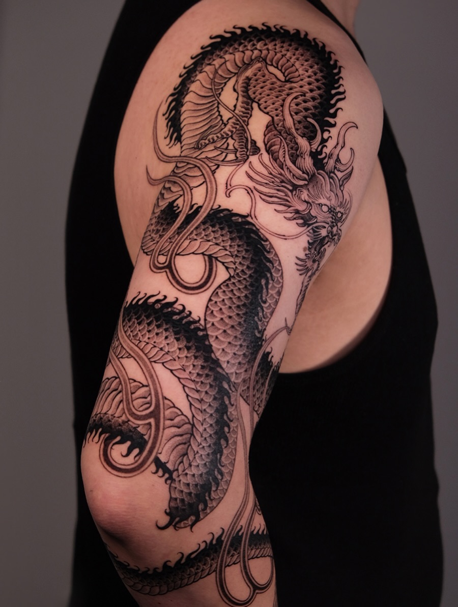 Tattoo by @bayun.tattoos — japanese_irezumi, black_and_grey