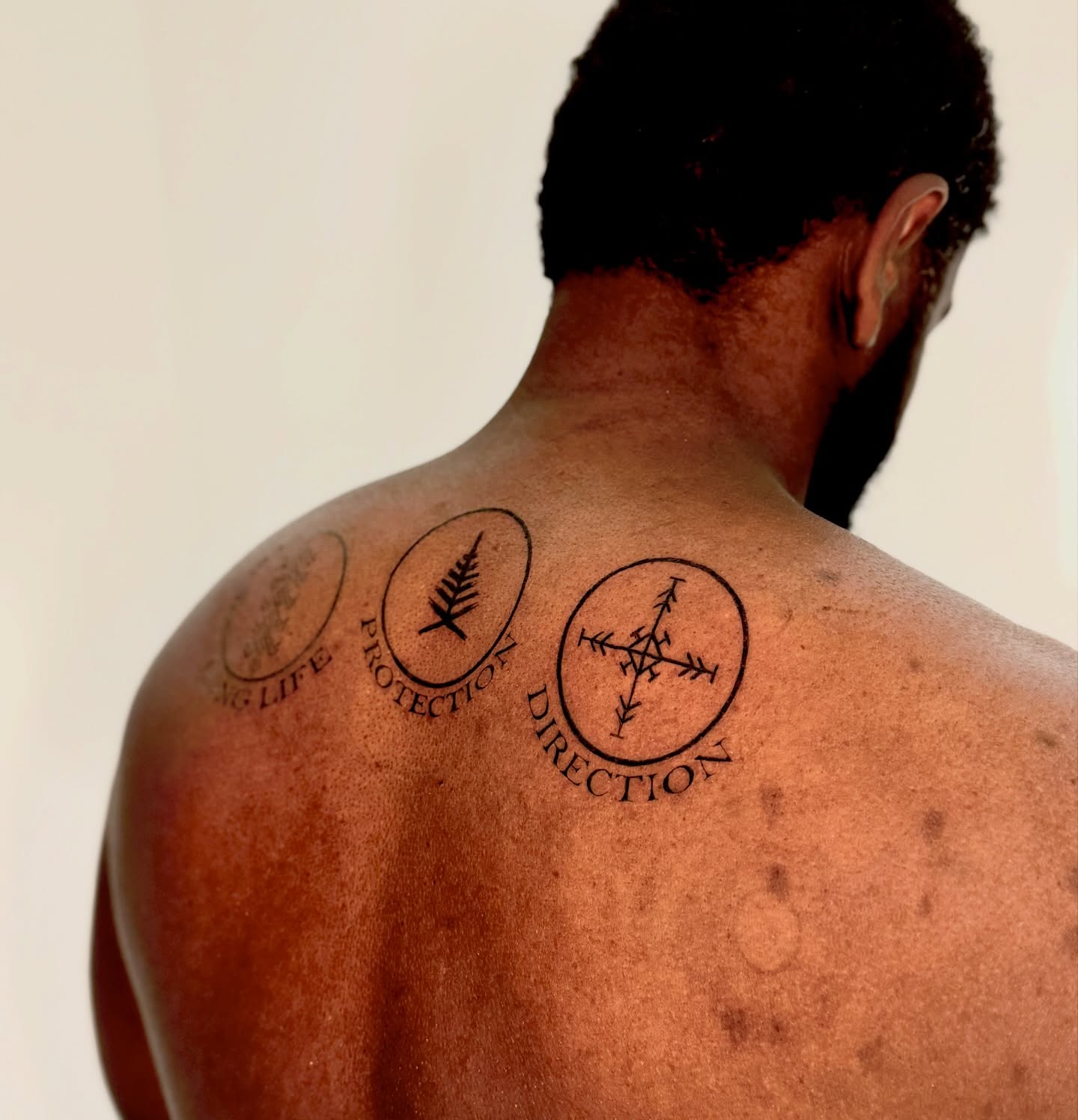 Geometric symbols geometric tattoo on the back by Orca