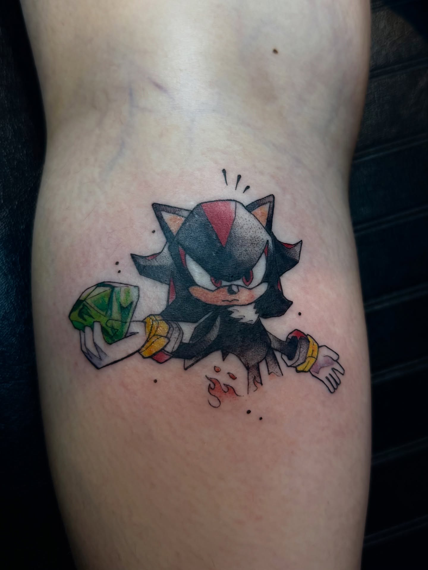 Shadow the Hedgehog anime tattoo on the forearm by Jynx