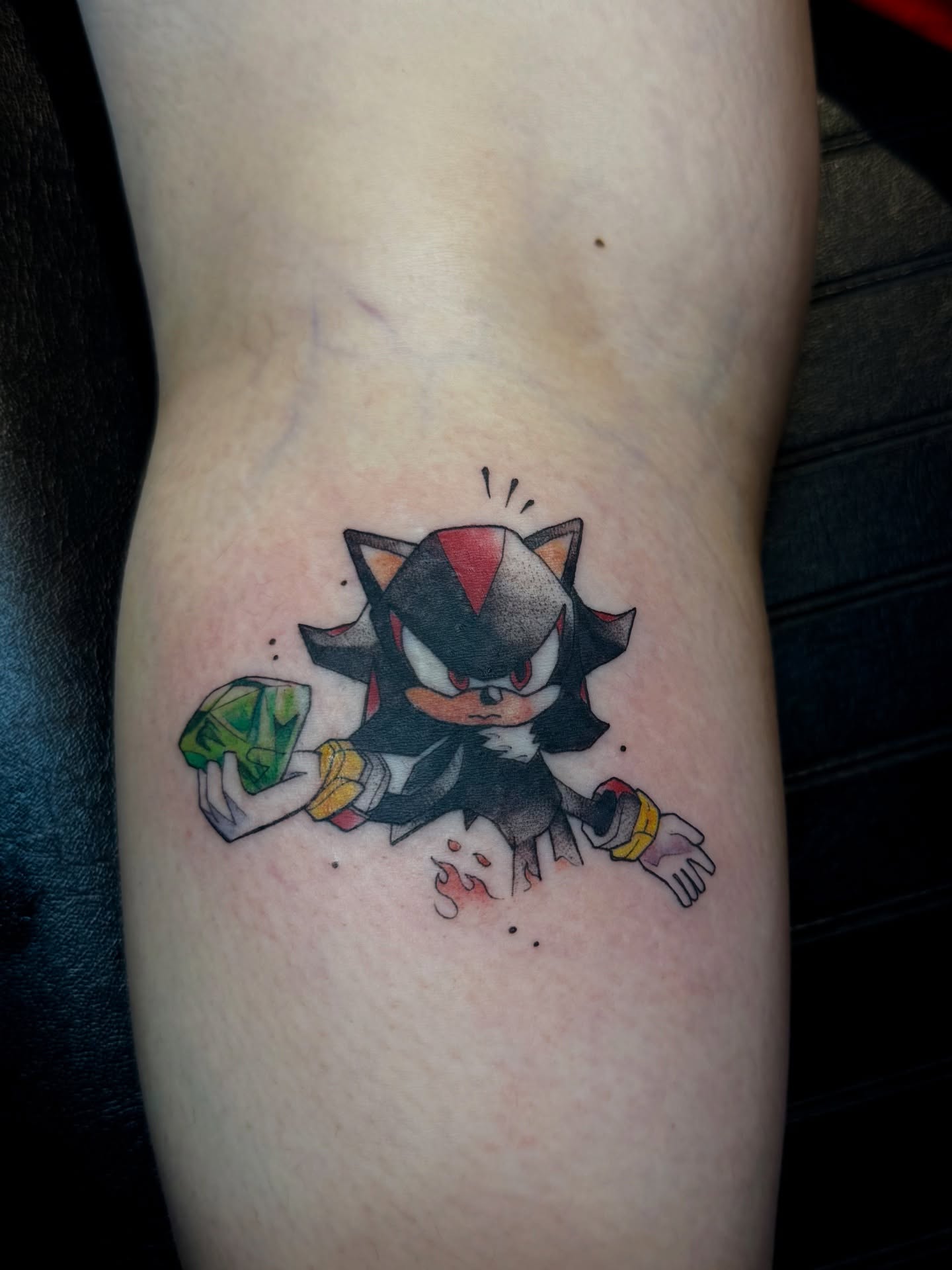 Shadow the Hedgehog anime tattoo on the forearm by Jynx