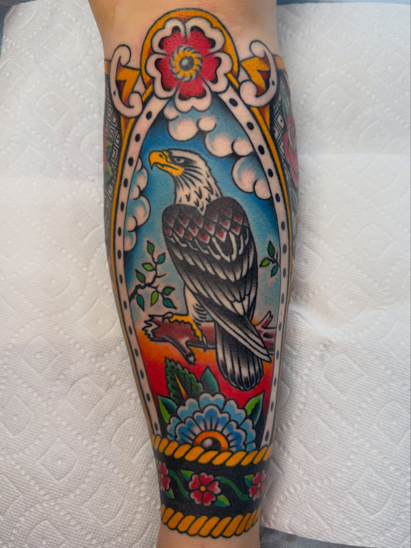 Eagle American traditional tattoo on the forearm by Zak Colburn