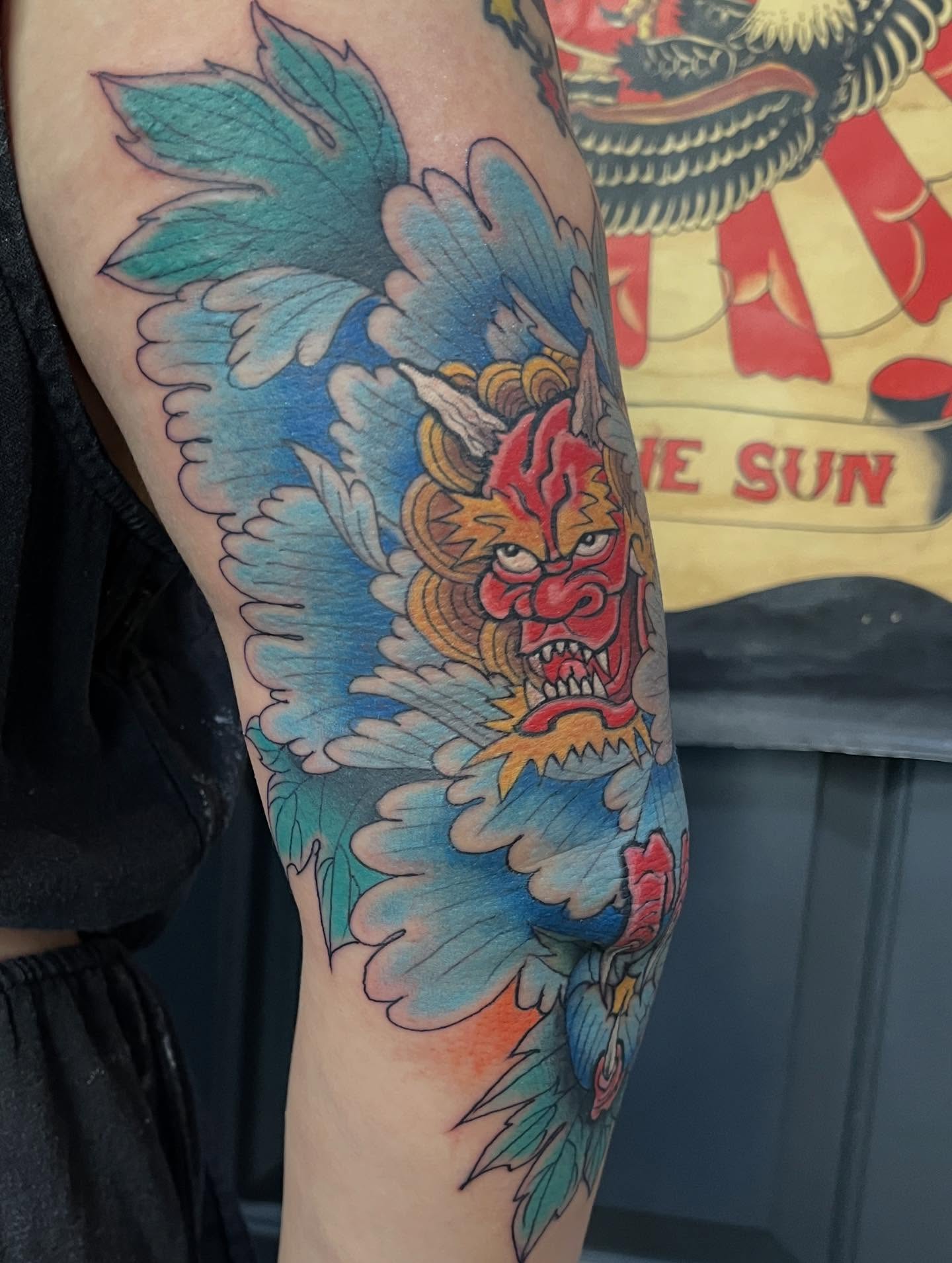 Demon American traditional tattoo on the forearm by Miles Maniaci, Chicago, Illinois