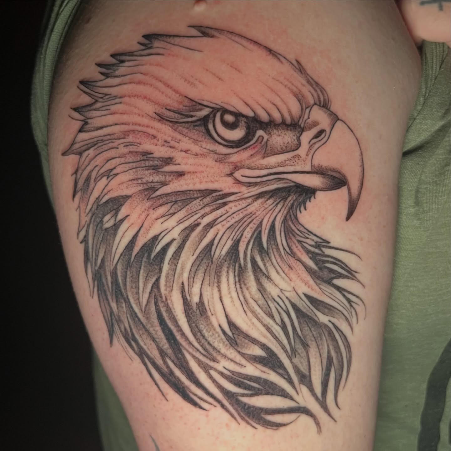 Eagle head realism tattoo on the shoulder by ใใใ๐บ๐ฒ