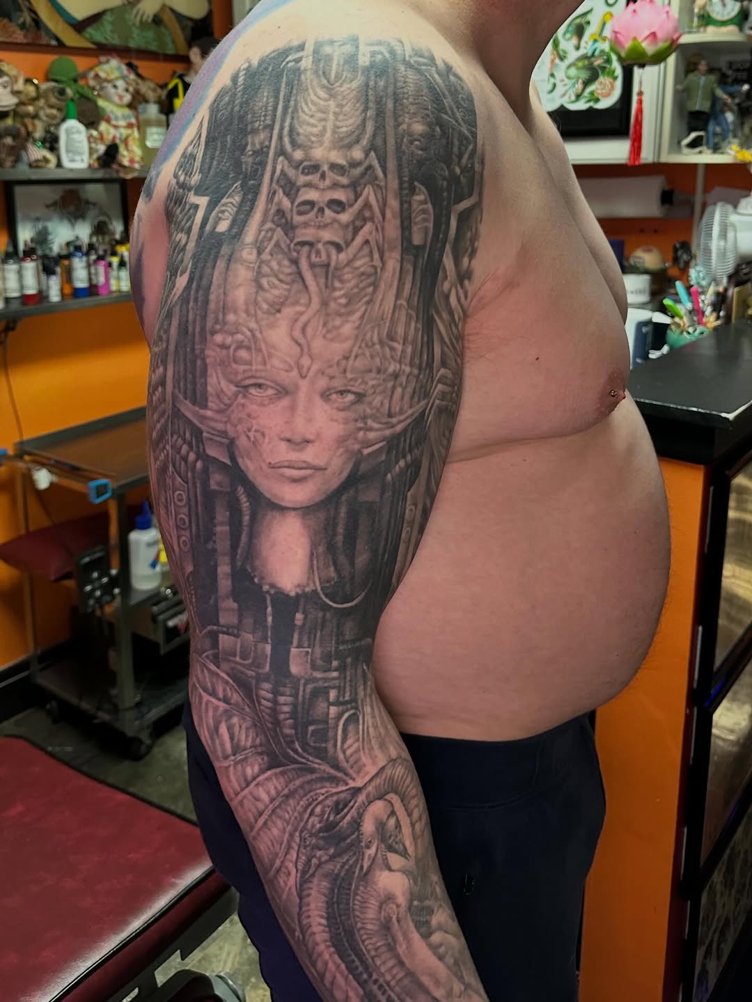 Tattoo by @justalantattoos — dark_realism, black_and_grey