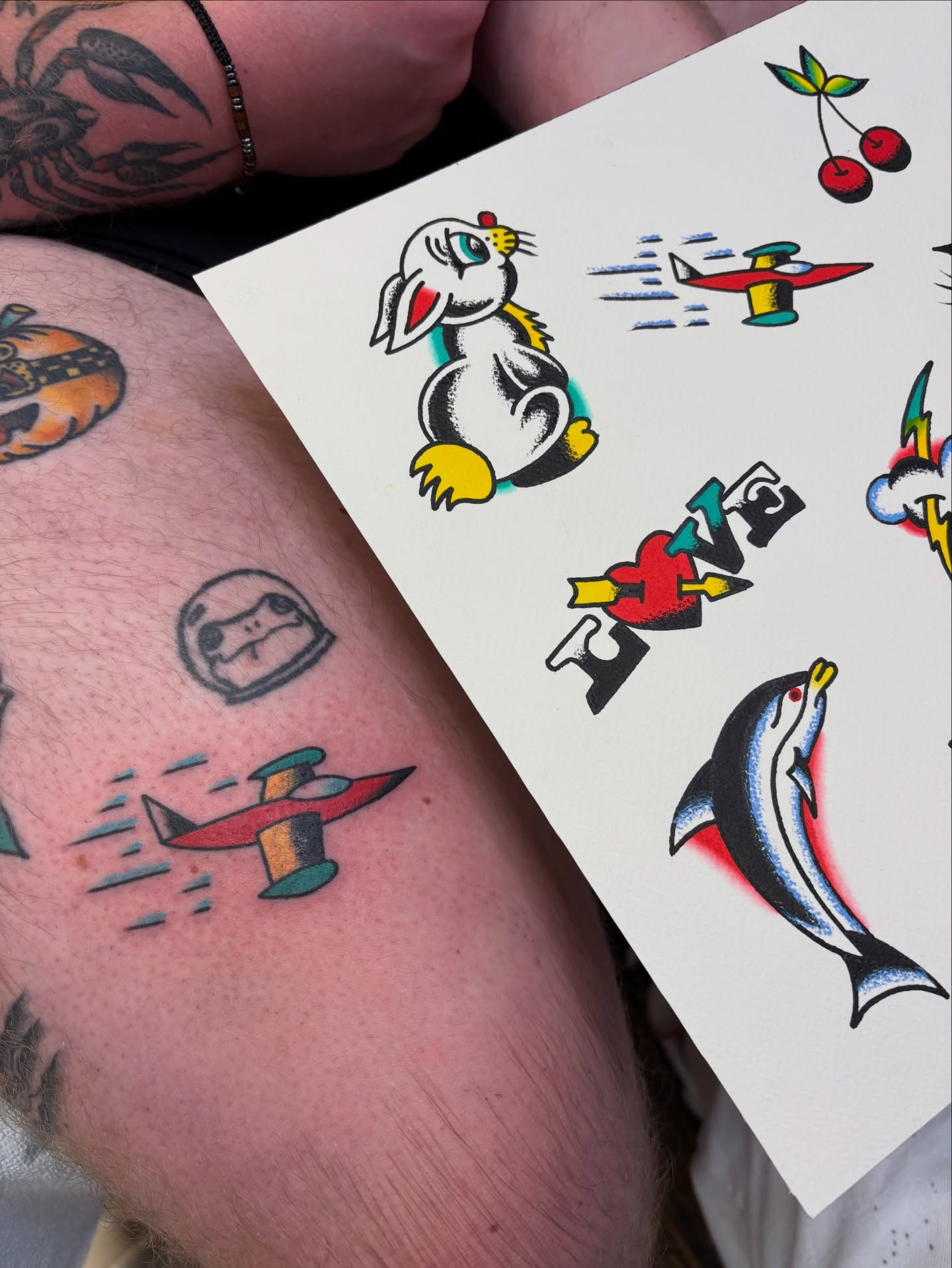 Airplane American traditional tattoo on the forearm by Cooper Reichwein
