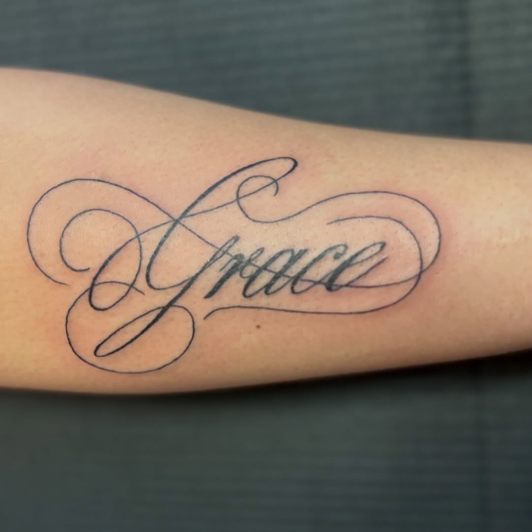 Tattoo by @madtatclub — lettering_script, fine_line