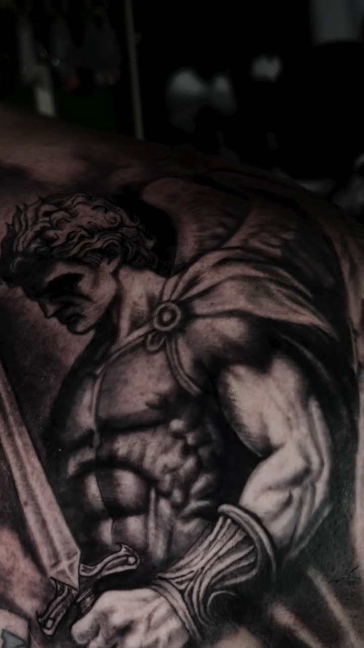 Warrior with sword realism tattoo by Monstro Ink Arts Tattoos, Bakersfield, California