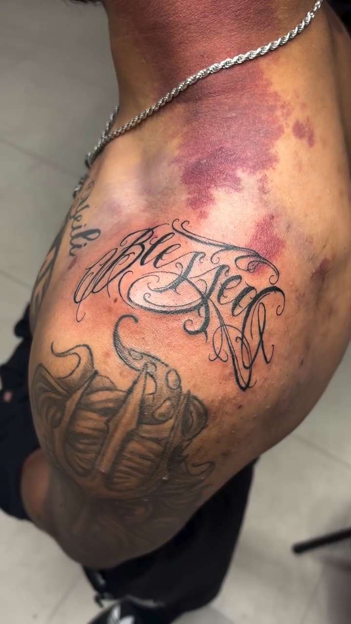 Blessed with wings lettering script tattoo by πΈππππ¦π£ππΈ