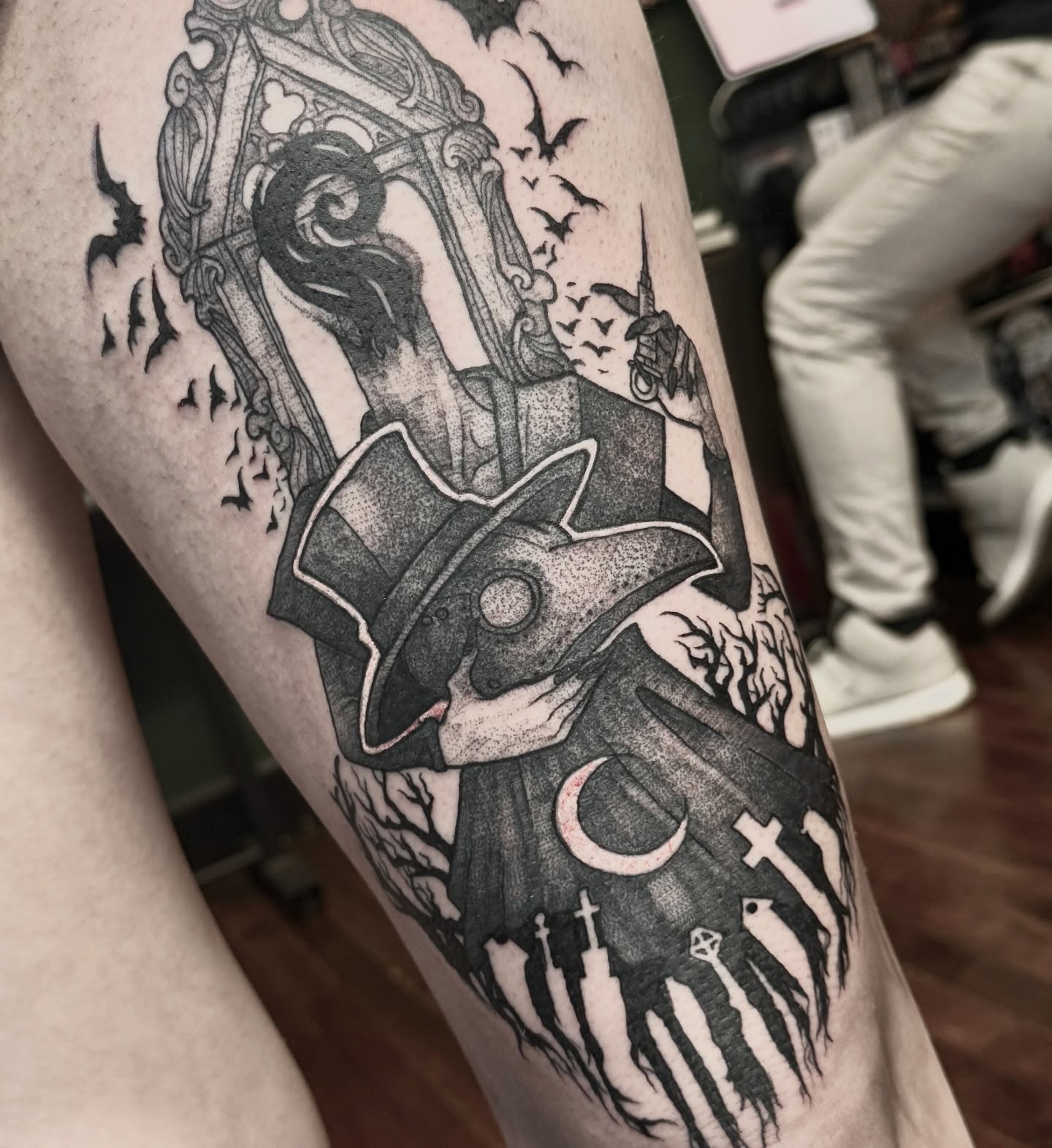 Tattoo by @blackmeddle — dotwork, black_and_grey