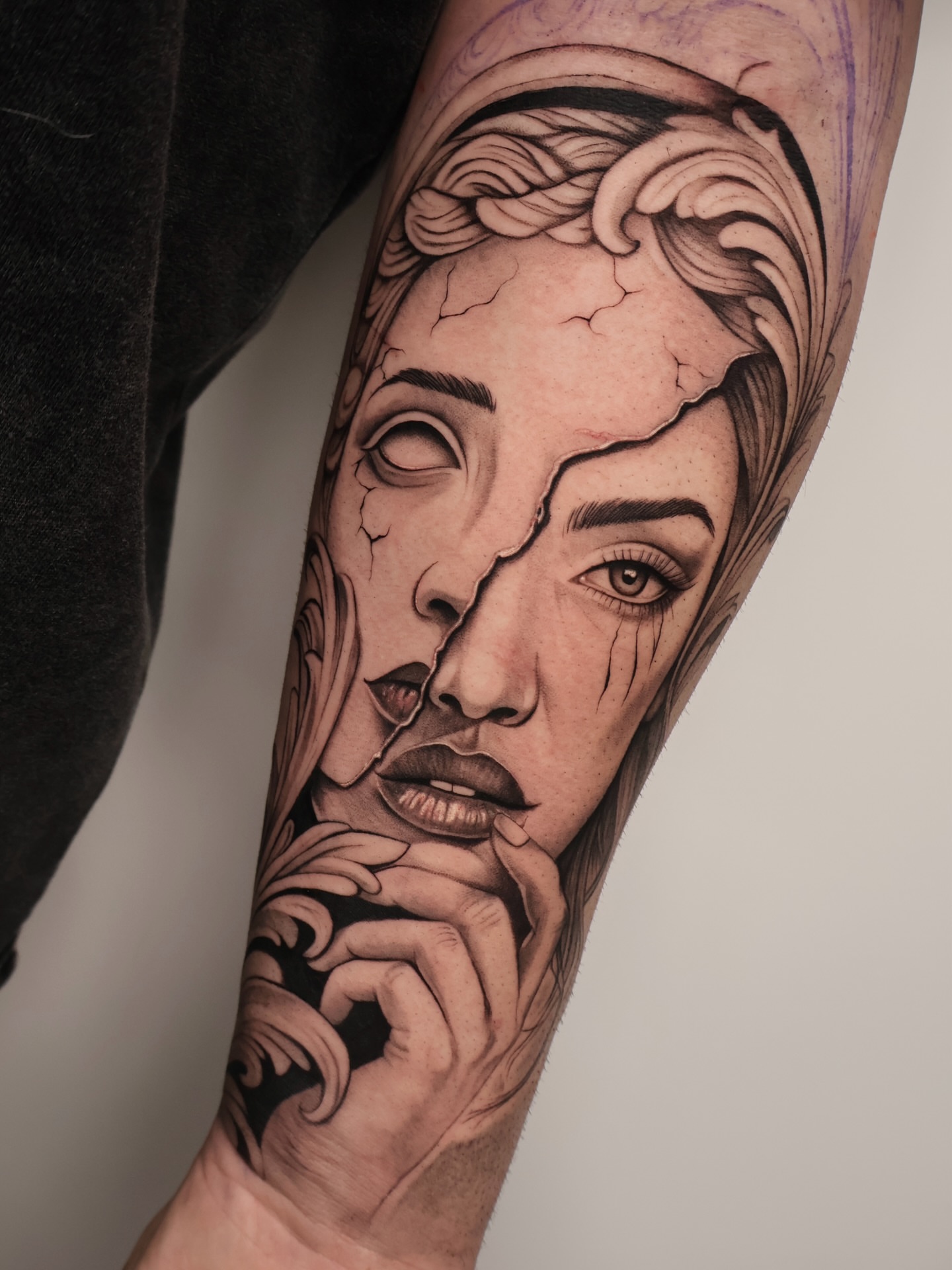 Tattoo by @milenamano.tattoo — realism, black_and_grey