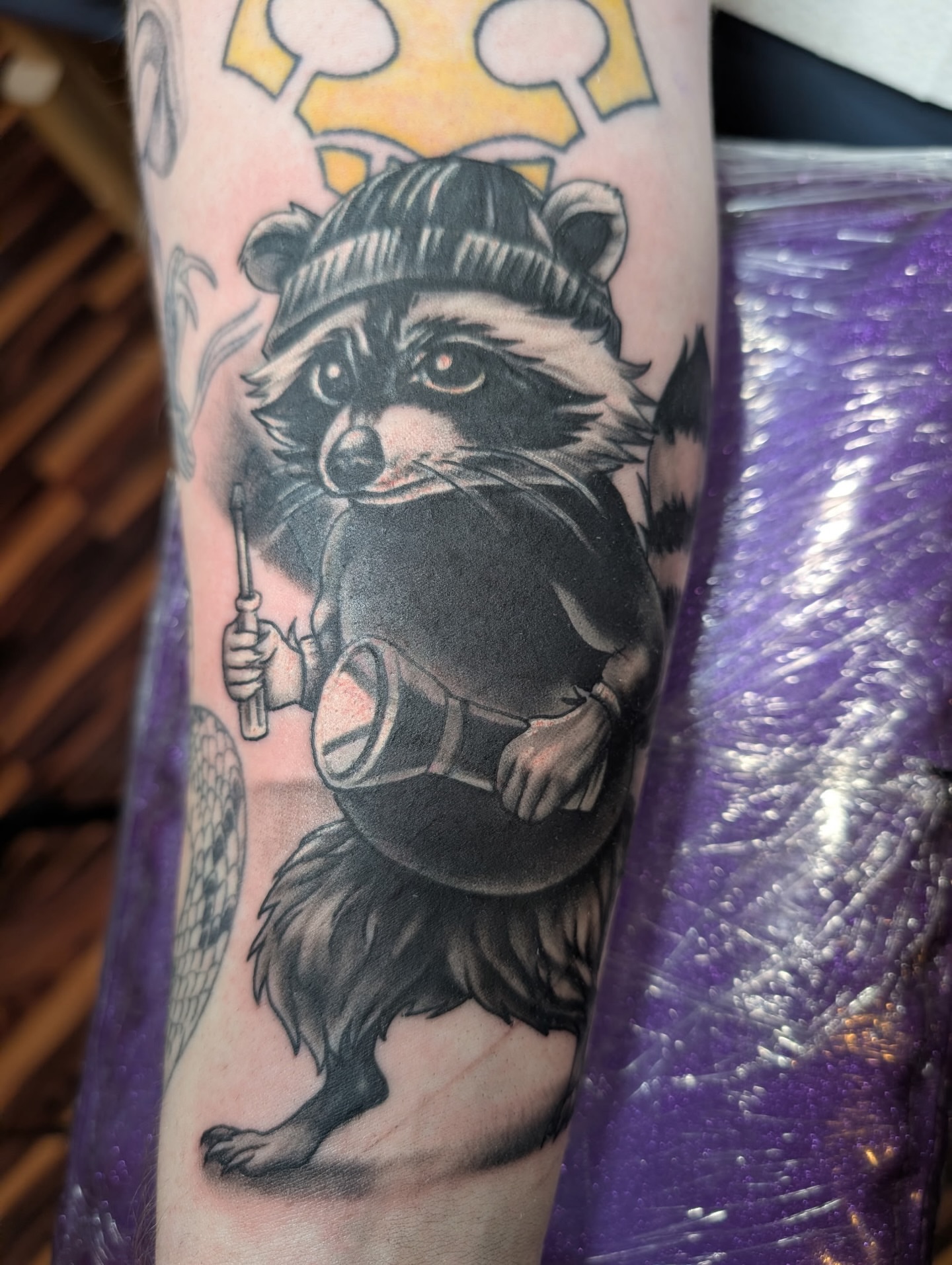 Tattoo by @hotrodink — realism, black_and_grey