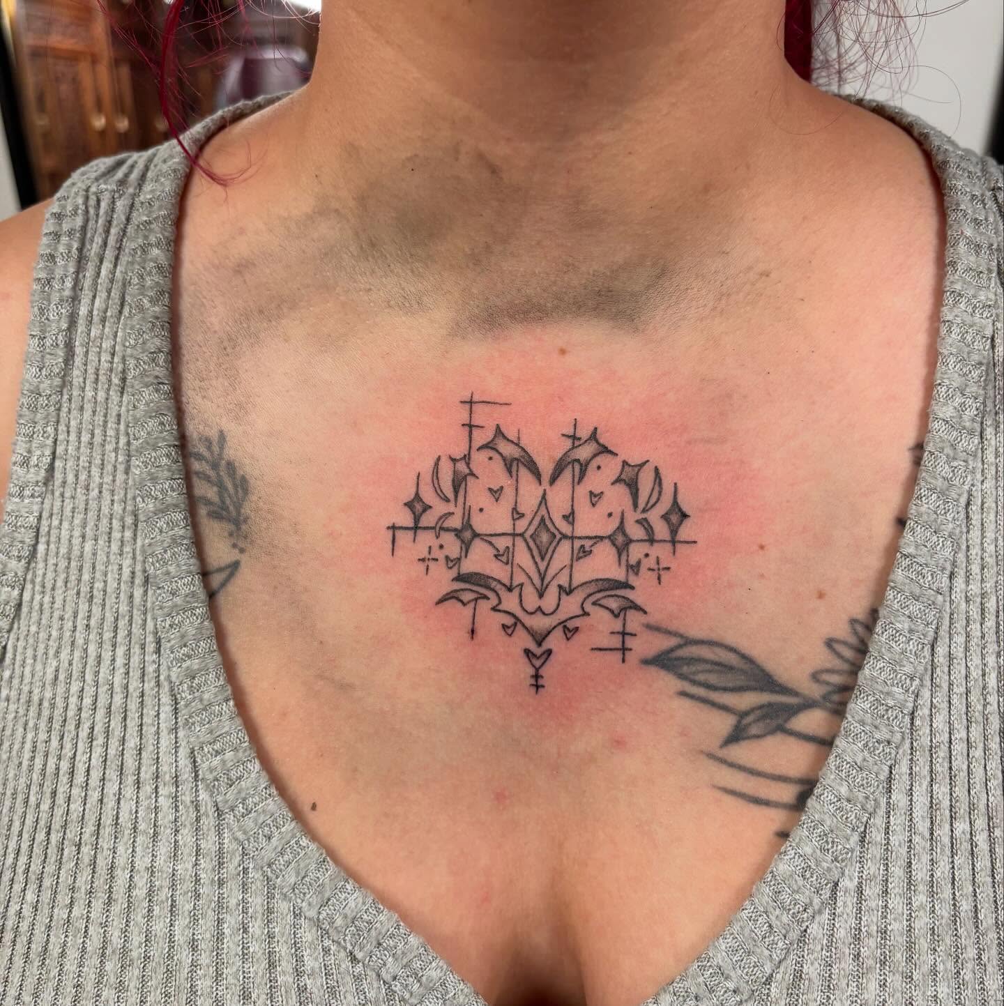 Tattoo by @inked_by_em — geometric, black_and_grey