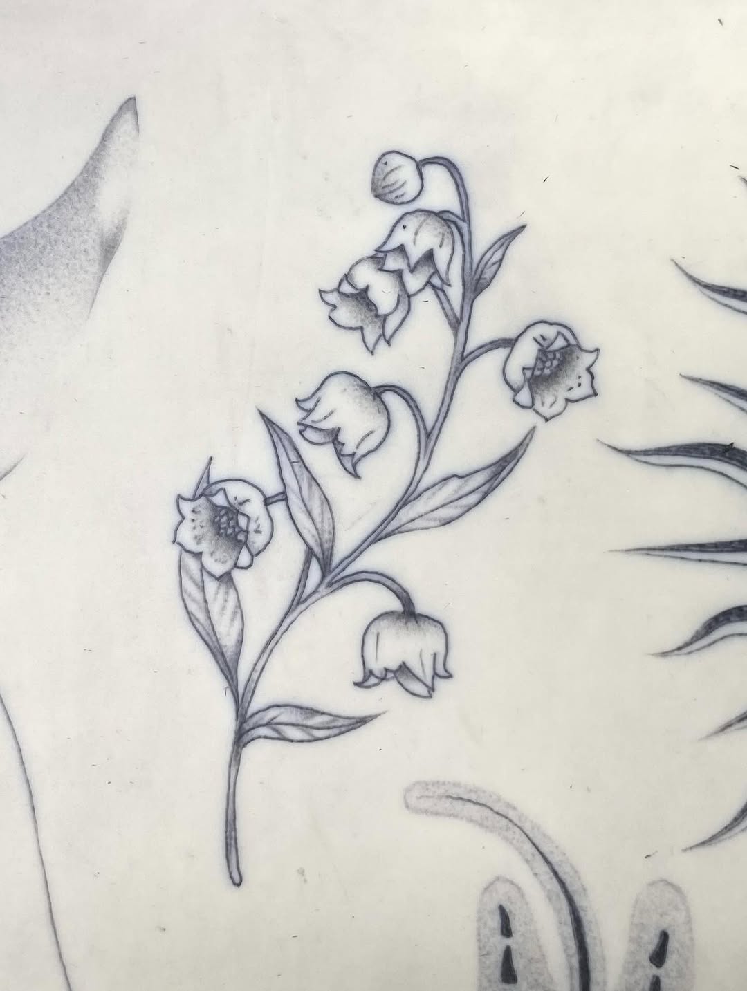 Lily of the valley fine line tattoo by 𝓖𝓻𝓪𝓬𝓮 𝓑𝓮𝓵𝓵