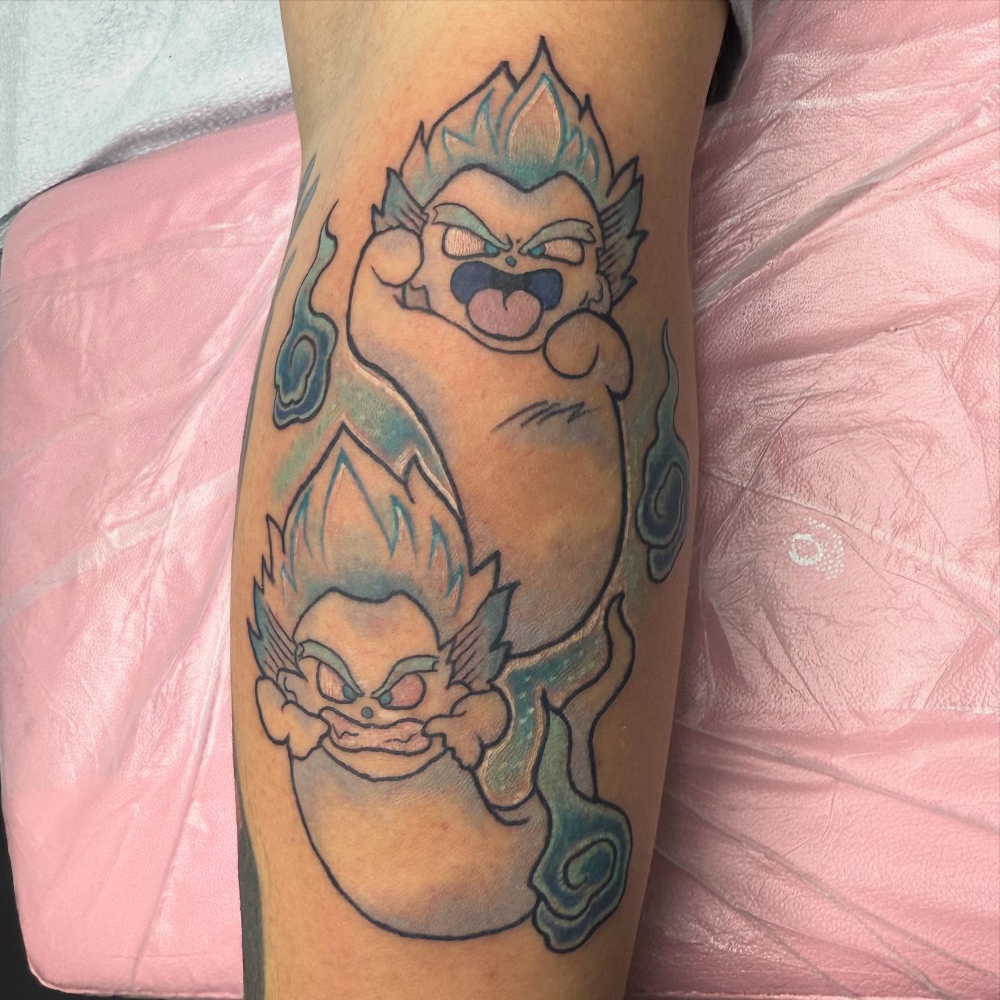 Ghosts anime tattoo on the forearm by Bry