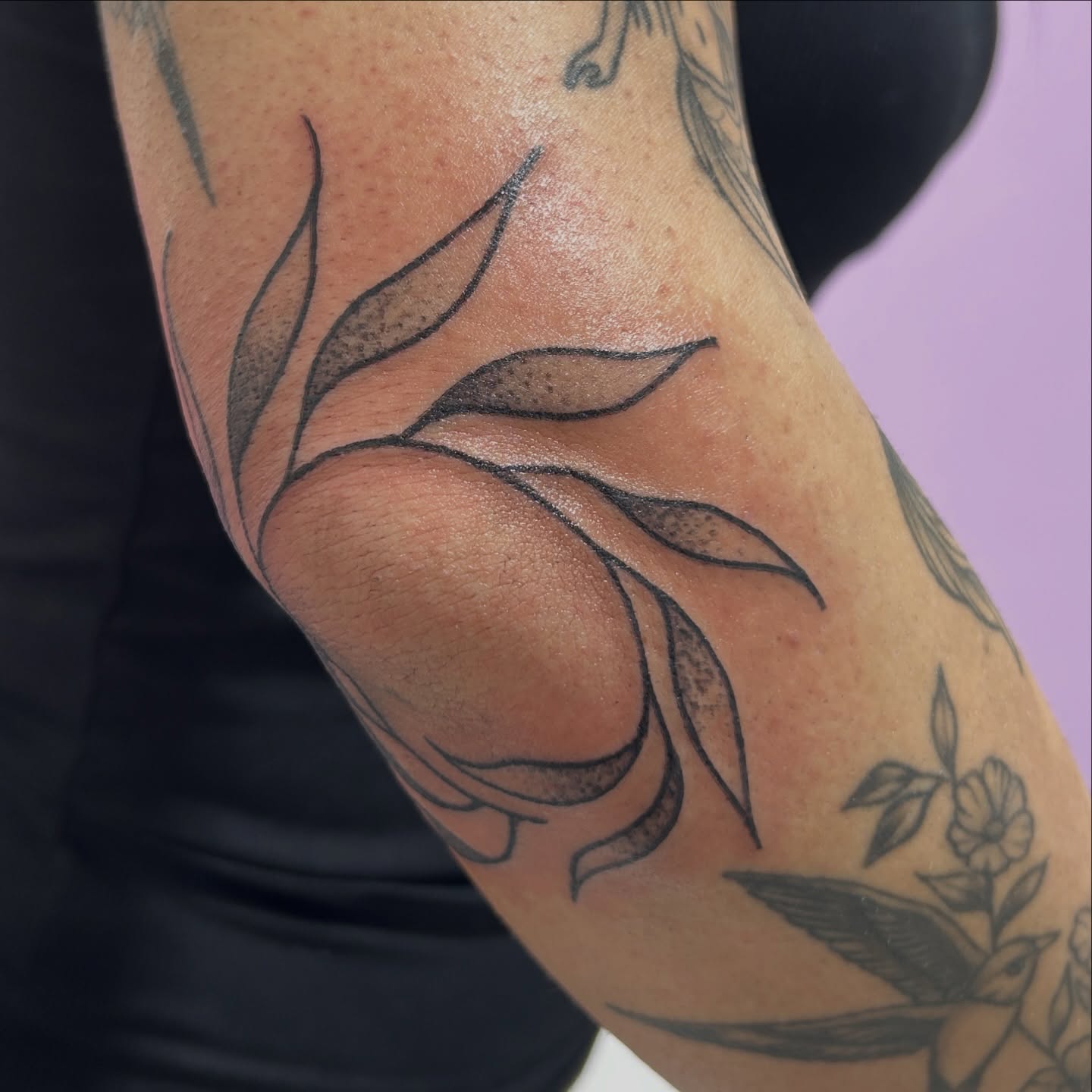 Leaf black and grey tattoo on the forearm by Lauren Caldwell 🔮🌙