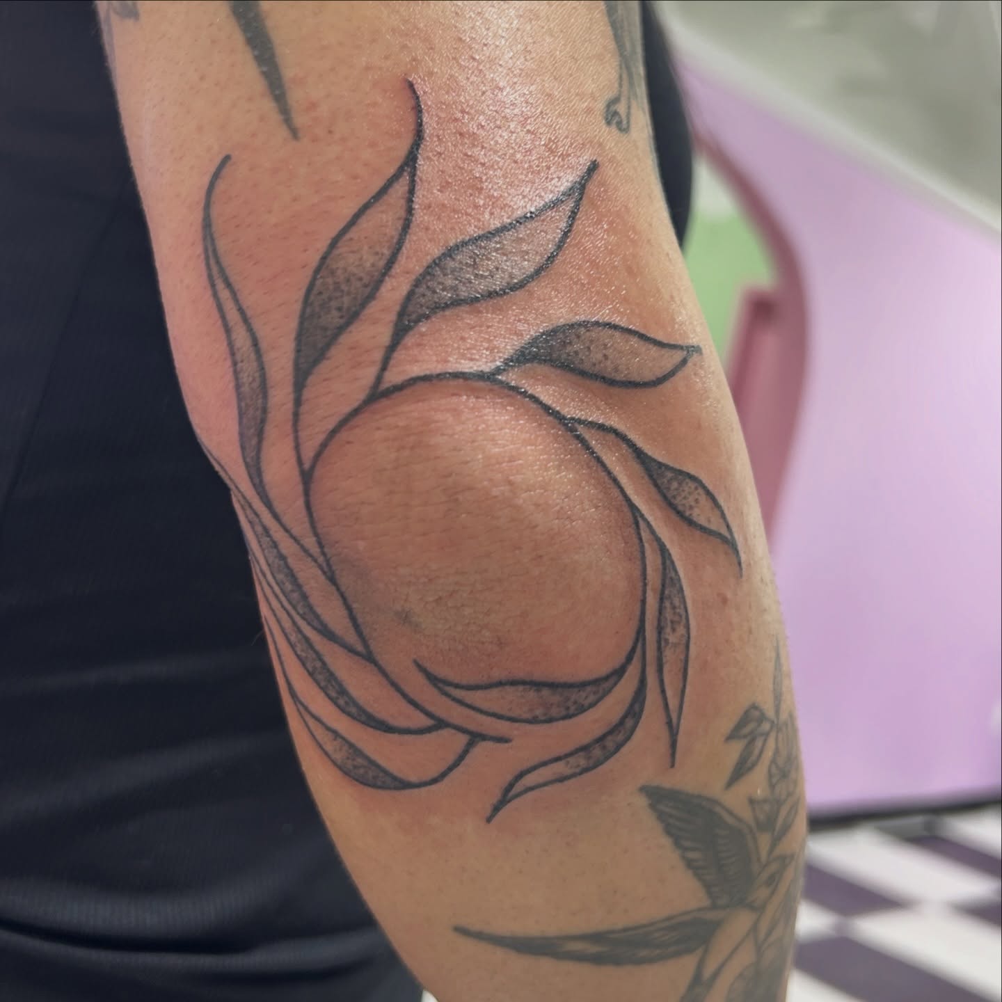 Sun black and grey tattoo on the forearm by Lauren Caldwell 🔮🌙