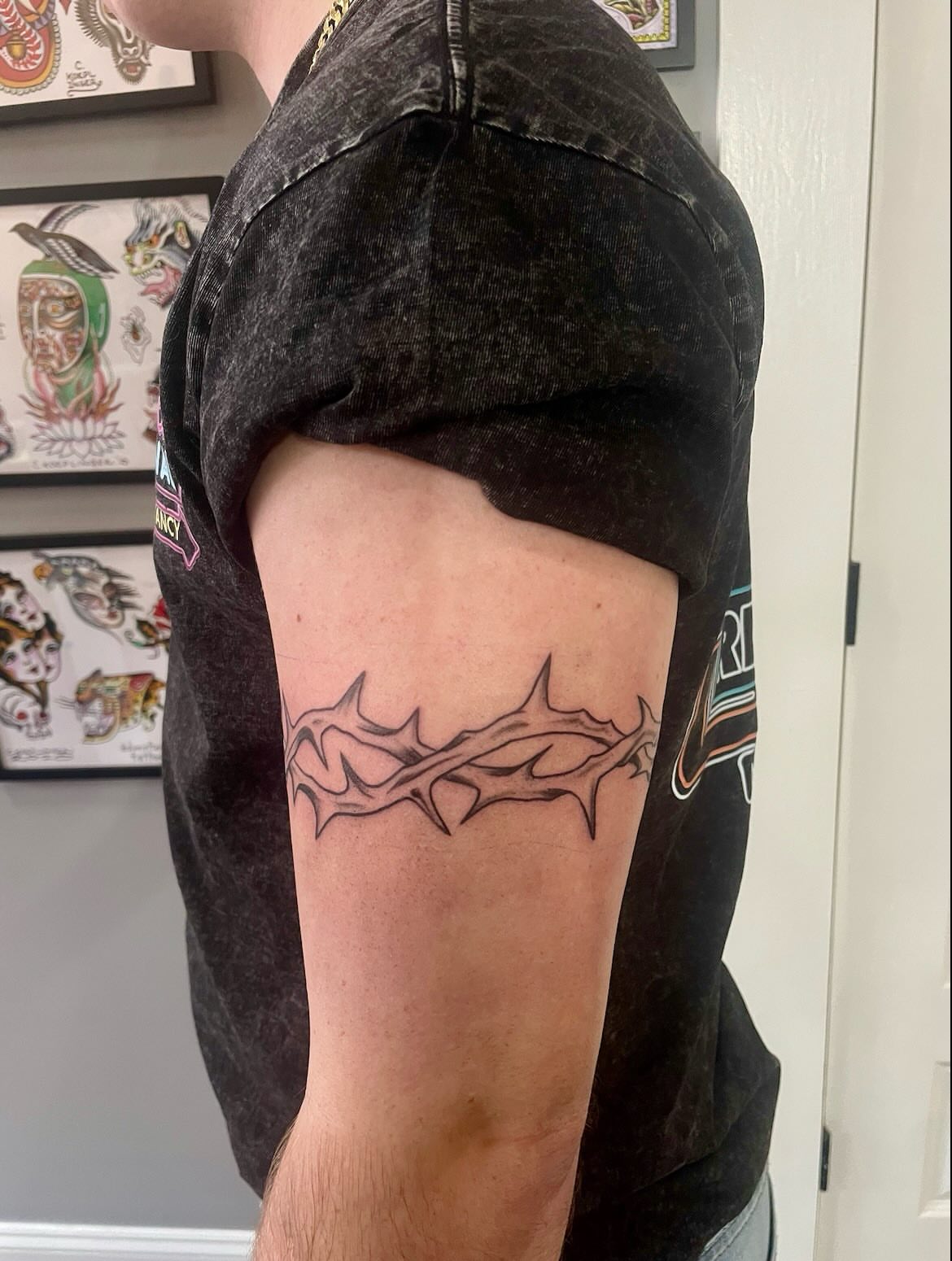 Thorn crown black and grey tattoo on the forearm by π©Έβ βοΈ ππππ βοΈ βπ©Έ