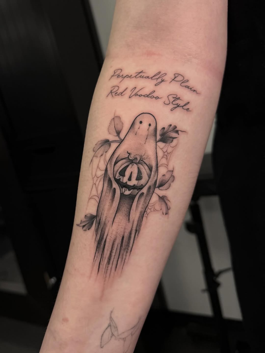 Tattoo by @chloew_tattoos — black_and_grey, lettering_script