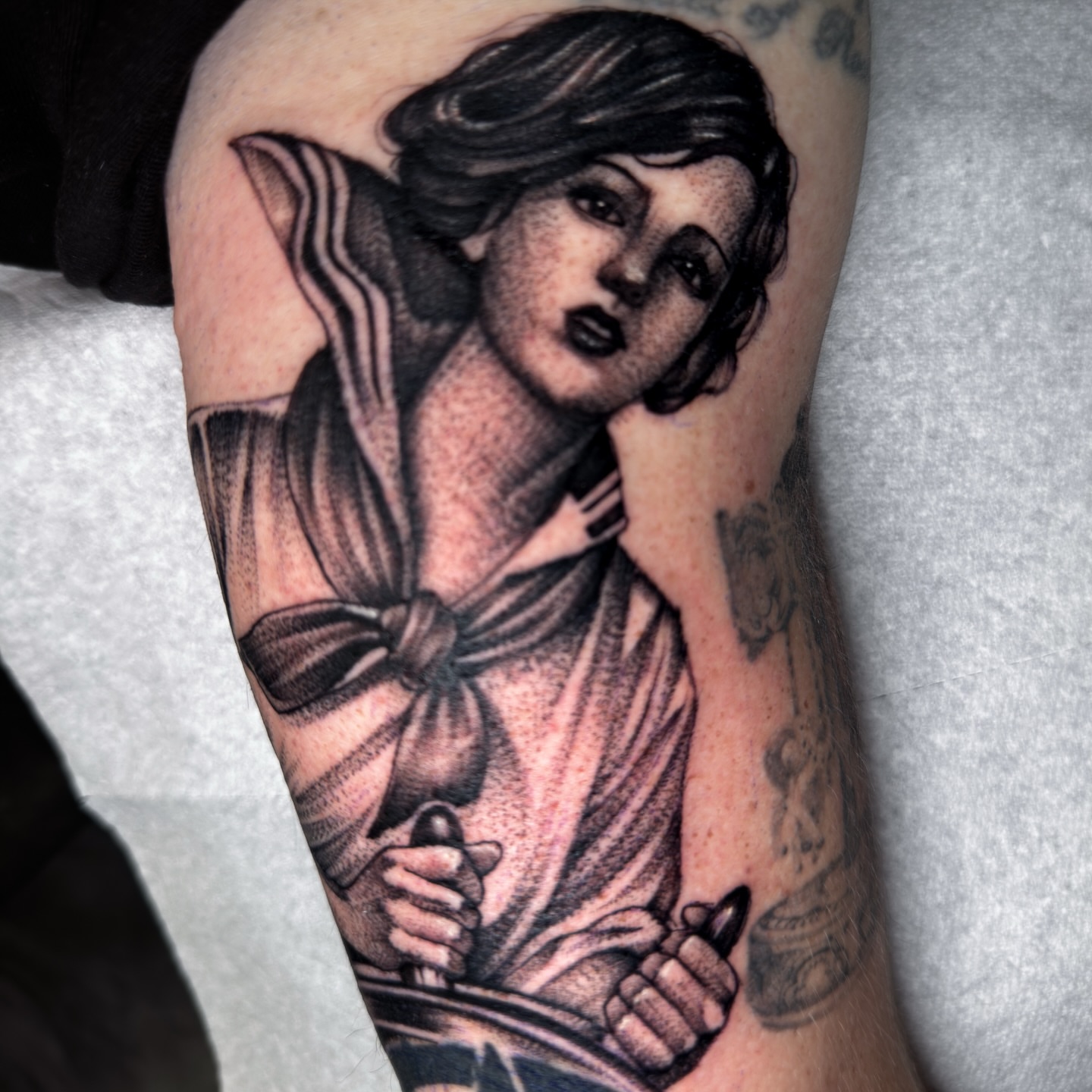 Tattoo by @thegabah — black_and_grey, realism