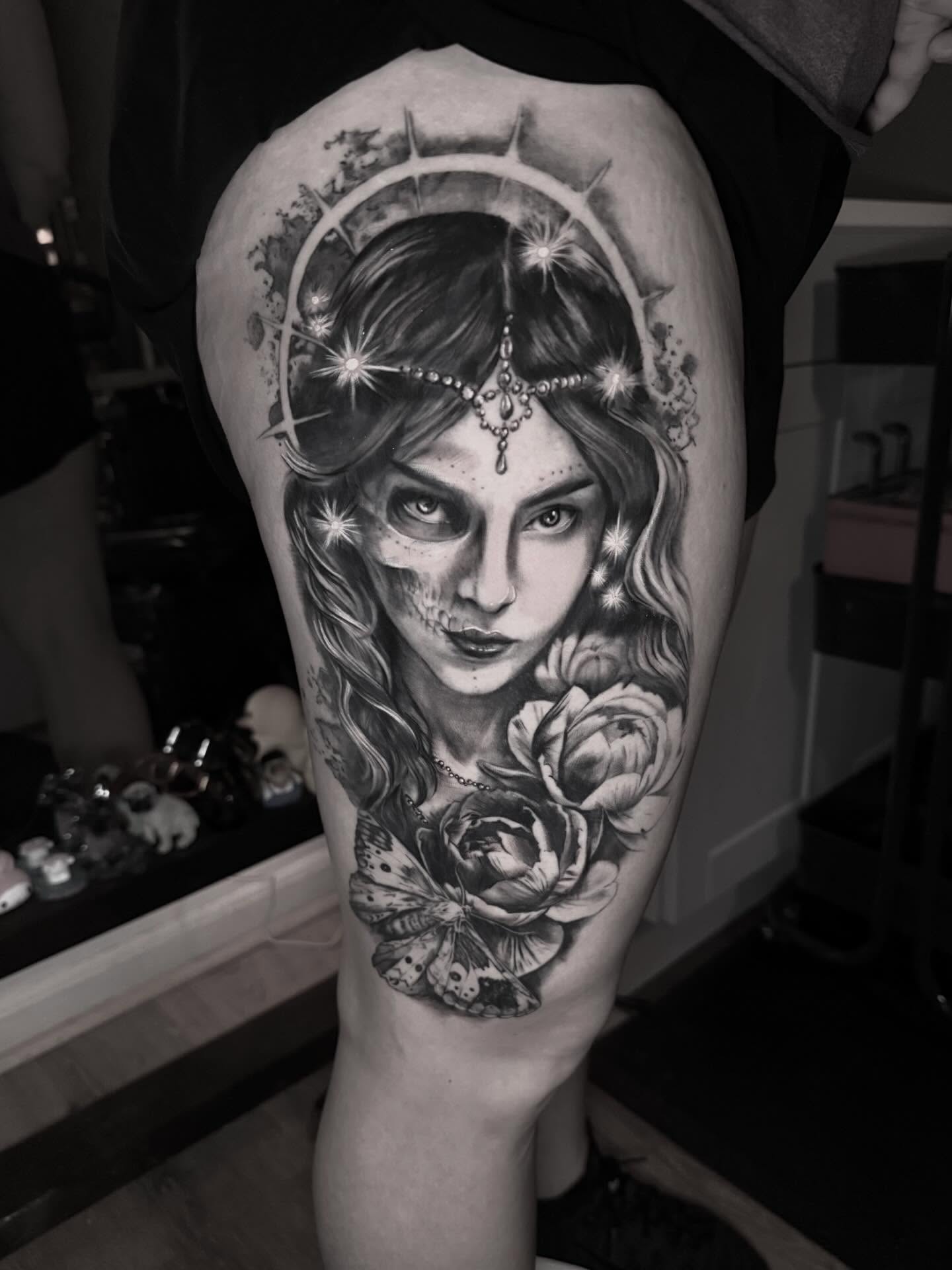 Tattoo by @artifexinks — realism, black_and_grey