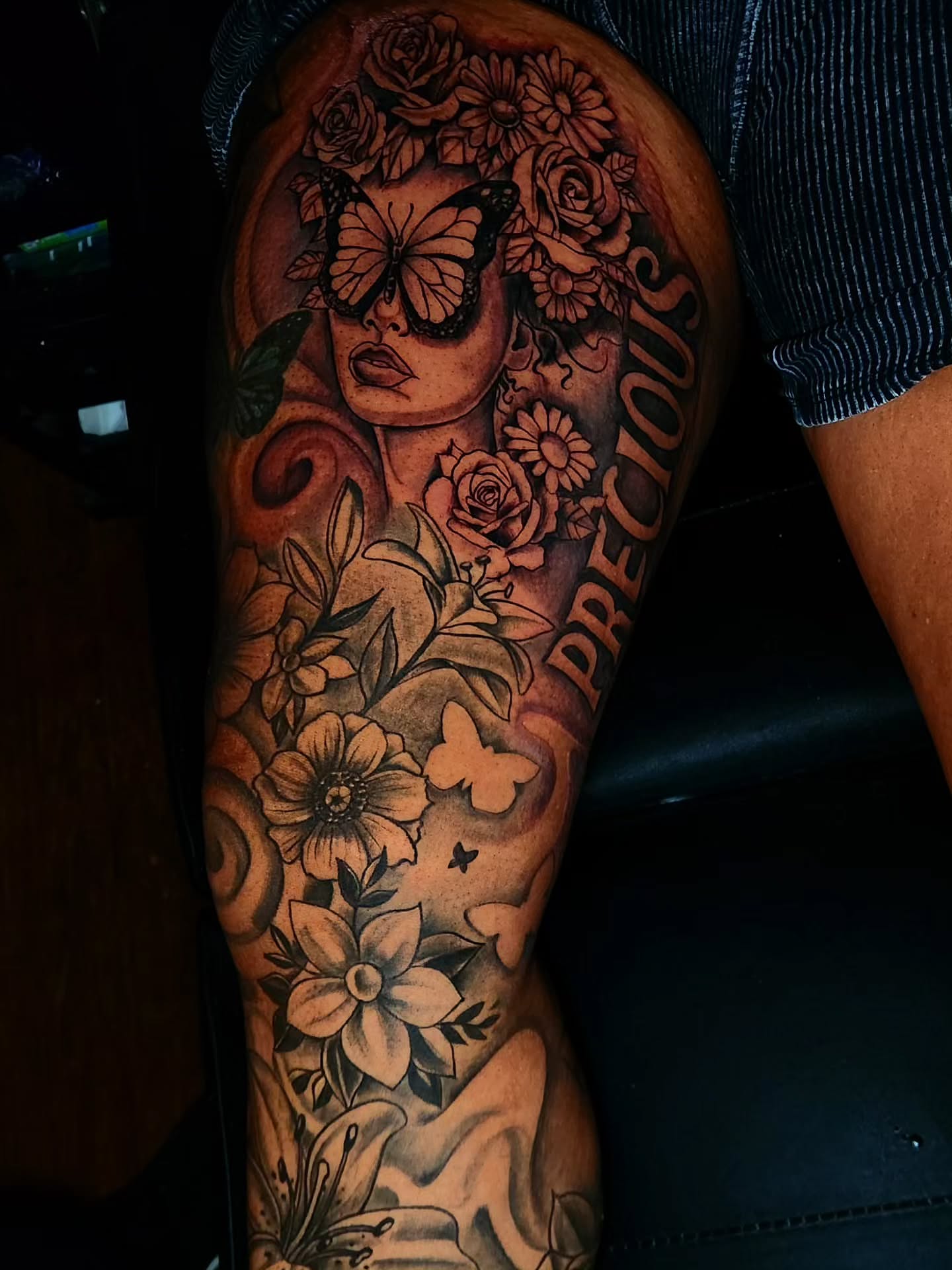 Woman with butterfly American traditional tattoo on the forearm by 🗣 No Minors🔞‼️‼️‼️