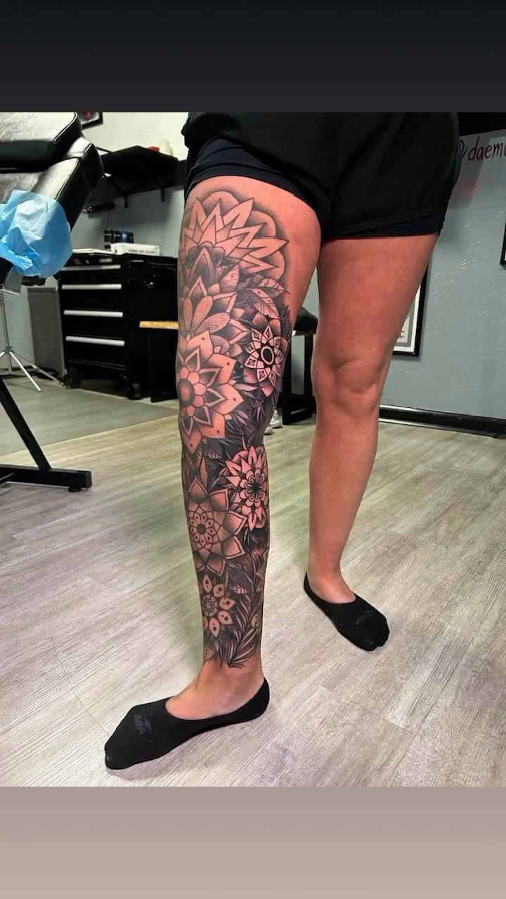Tattoo by @daemiondesign — geometric, dotwork