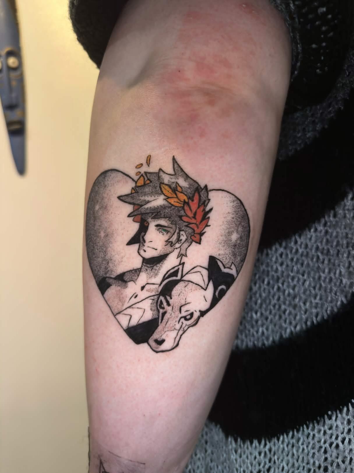 Anime character anime tattoo on the forearm by Lex