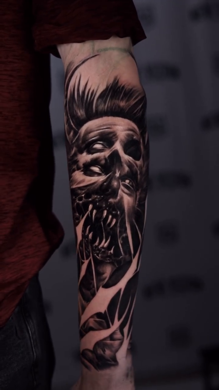 Tattoo by @lys__ink — dark_realism, black_and_grey