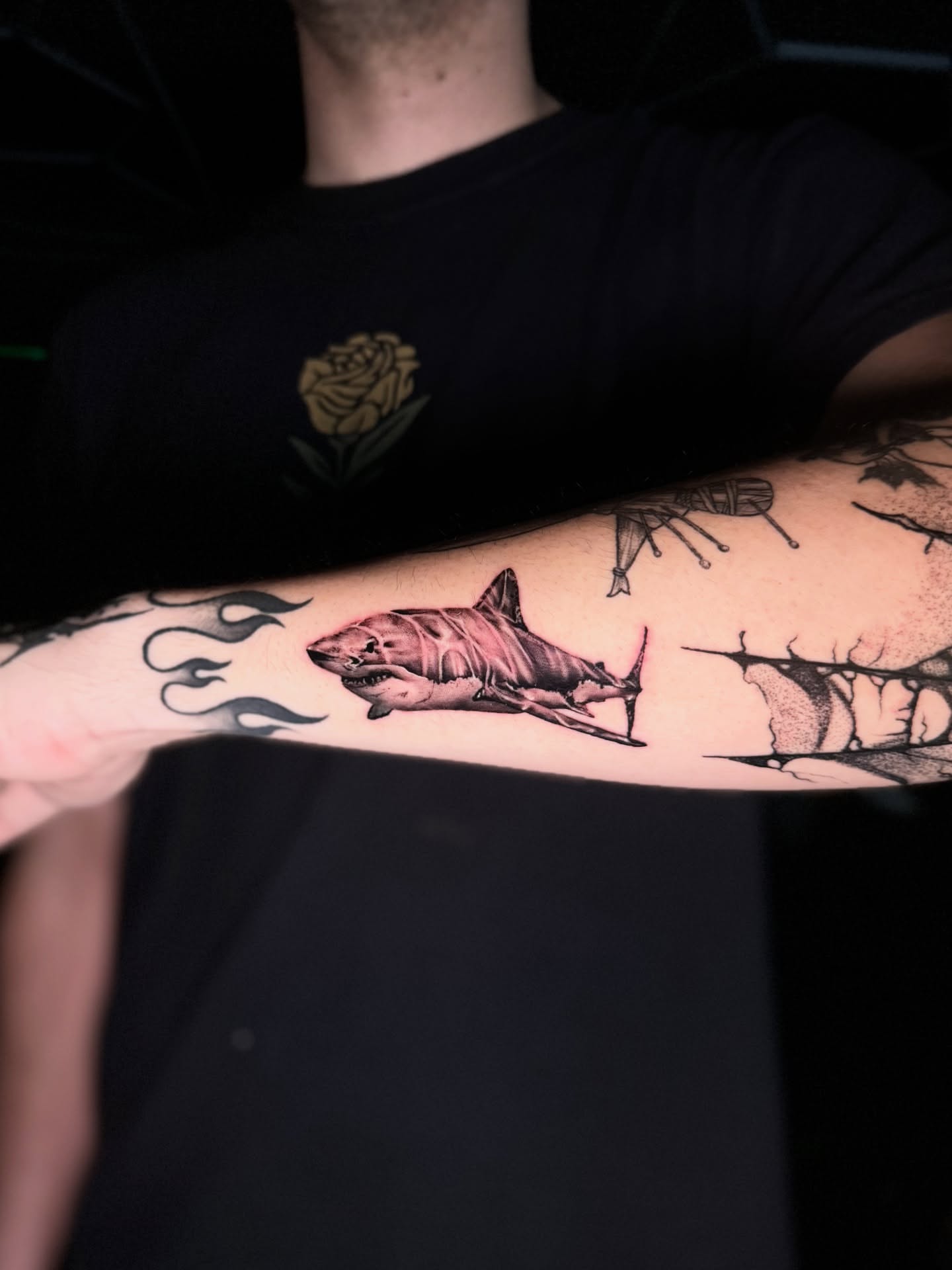 Shark realism tattoo on the forearm by Georgianna Ink, Las Vegas, Nevada