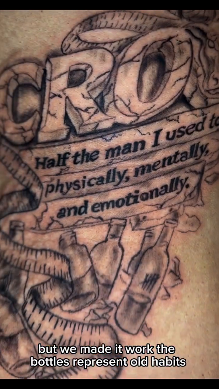 Chicano tattoo on the torso by InkedByJide Tattoo, Atlanta, Georgia