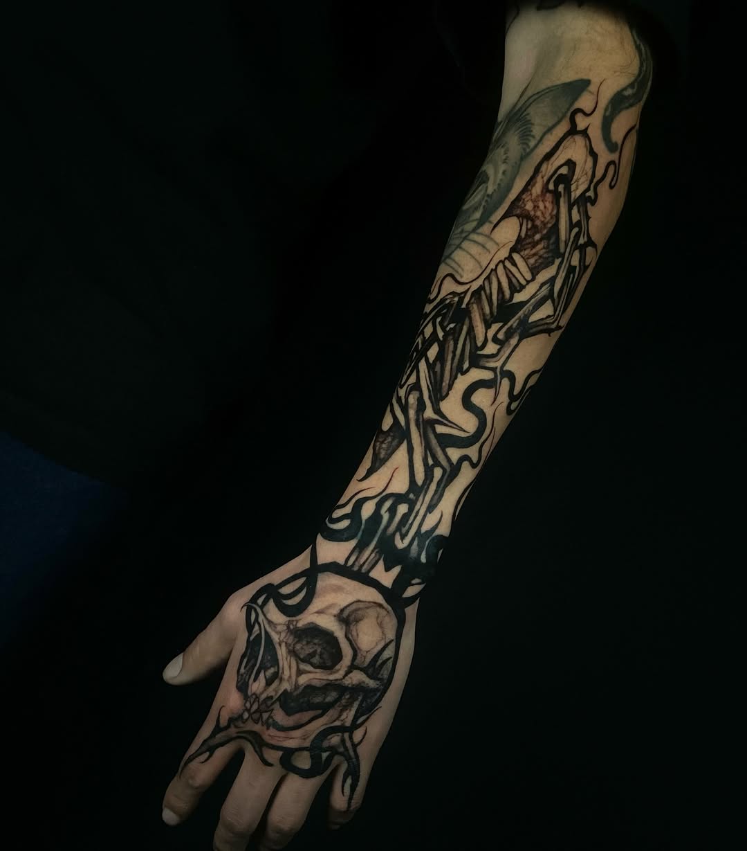 Tattoo by @baptism_black โ black_and_grey, dark_realism