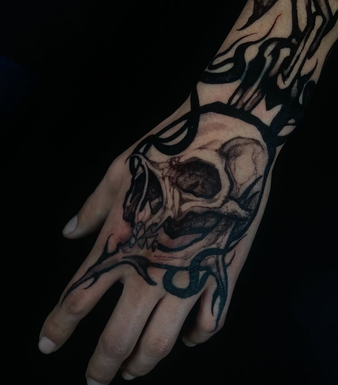 Tattoo by @baptism_black โ black_and_grey, dark_realism