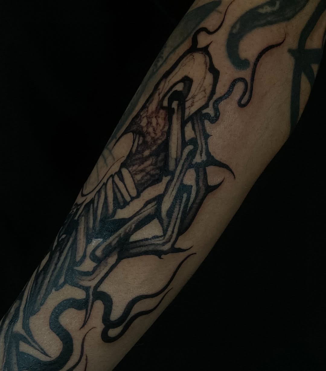 Tattoo by @baptism_black โ dark_realism, blackwork