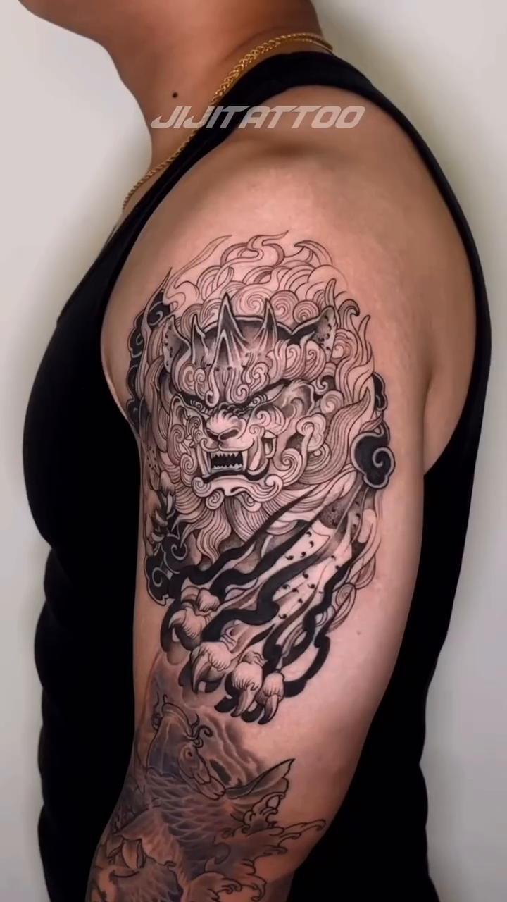 Tattoo by @jijitattoo — japanese_irezumi, black_and_grey