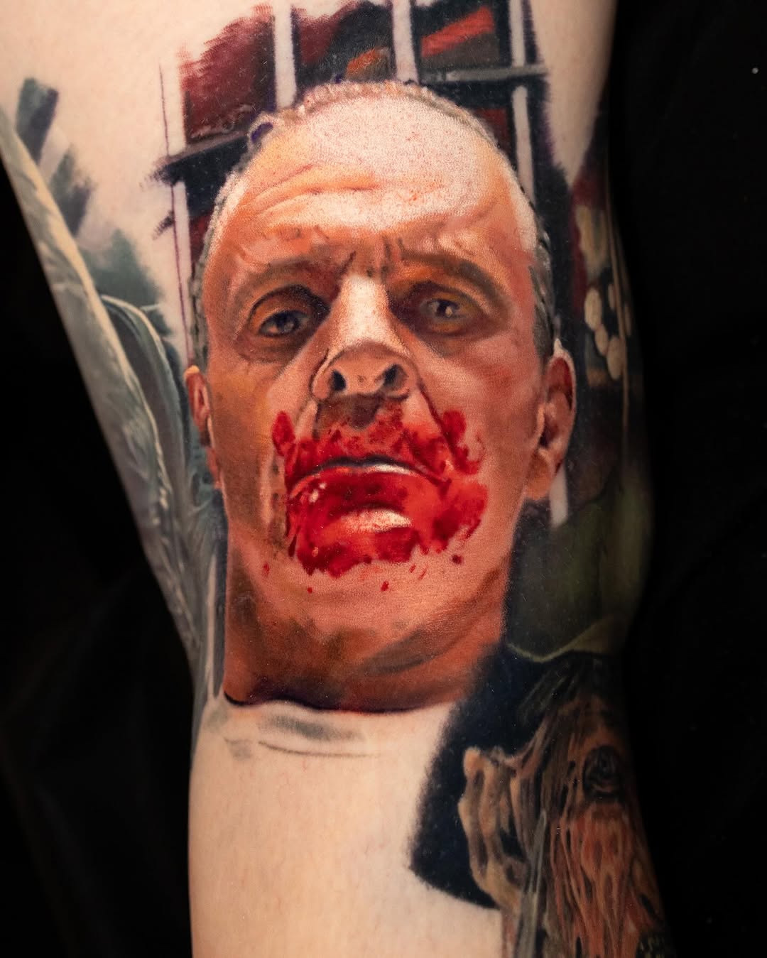 Hannibal Lecter portrait realism tattoo on the forearm by Realistic tattoos in Minneapolis, MN, Minneapolis, Minnesota