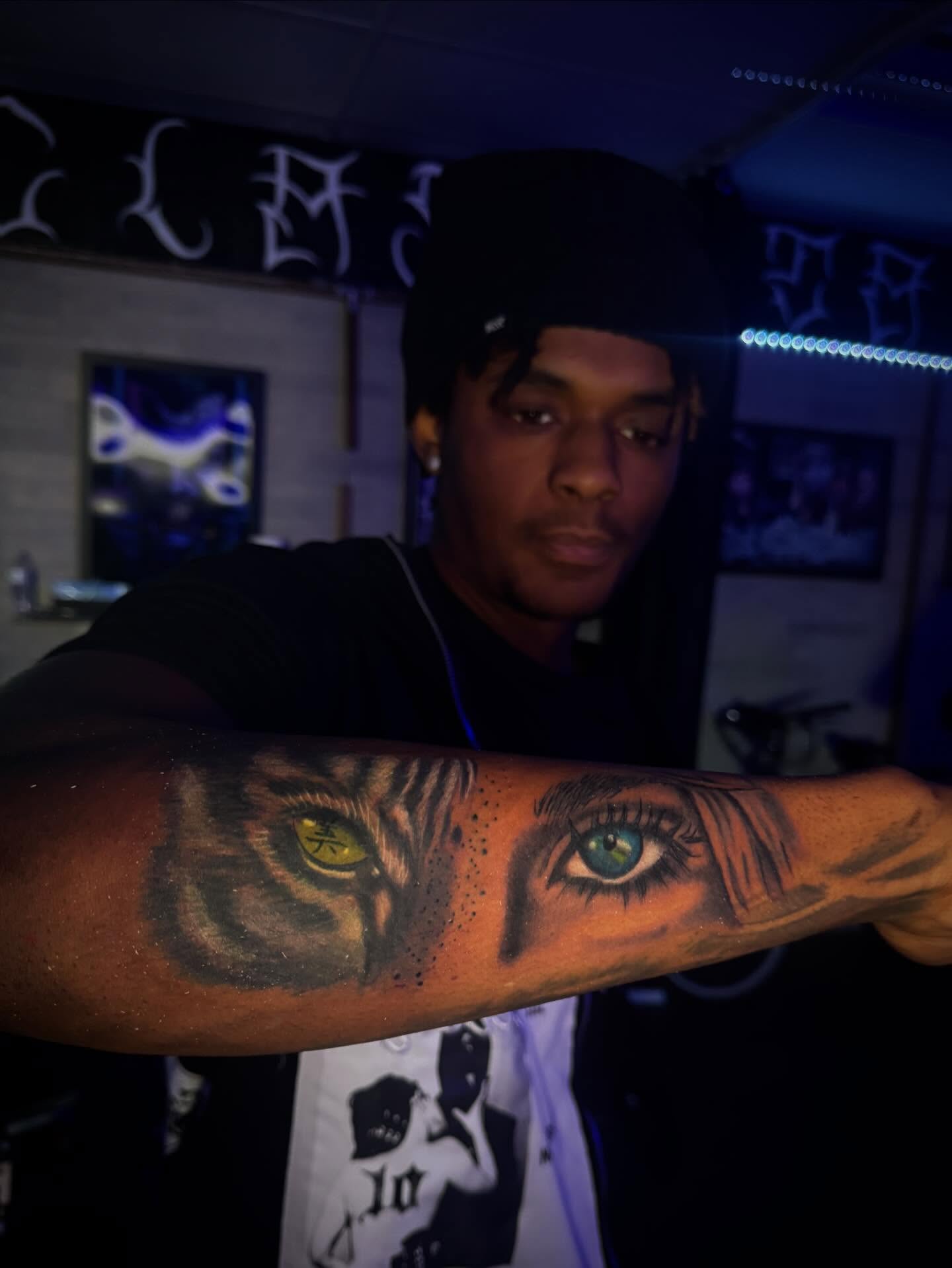 Eye realism tattoo on the forearm by LeLe
