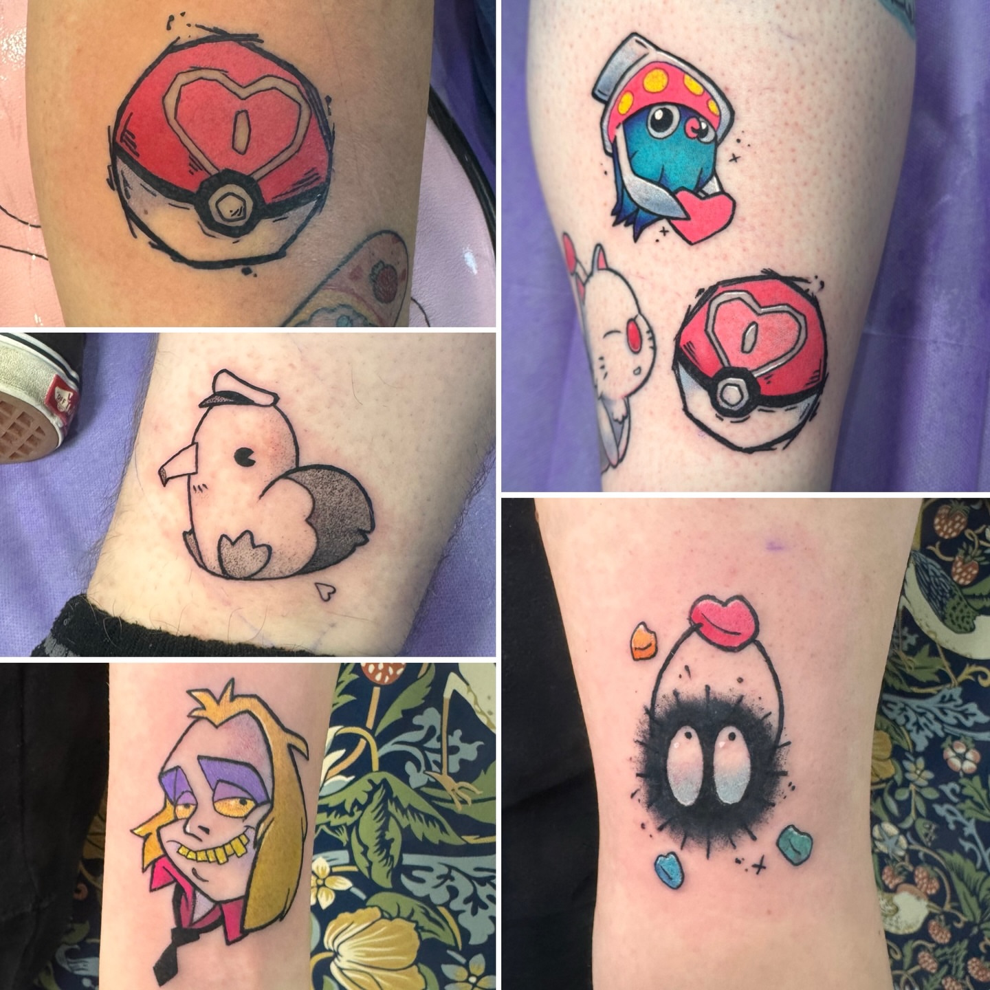 Pokémon characters dotwork tattoo on the forearm by Joey Topacio