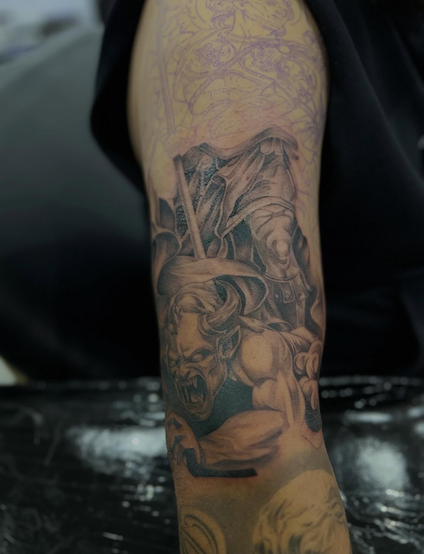 Demon slayer realism tattoo on the forearm by Espi