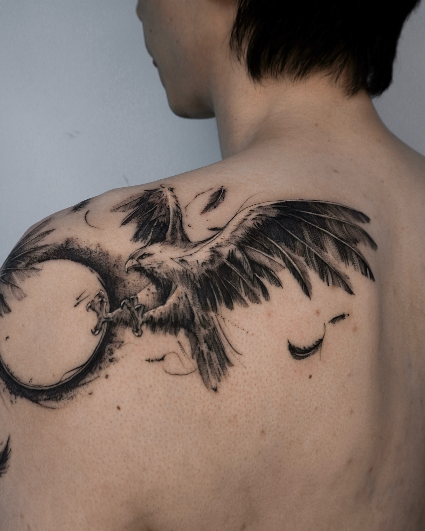 Tattoo by @maru.tattooist — black_and_grey
