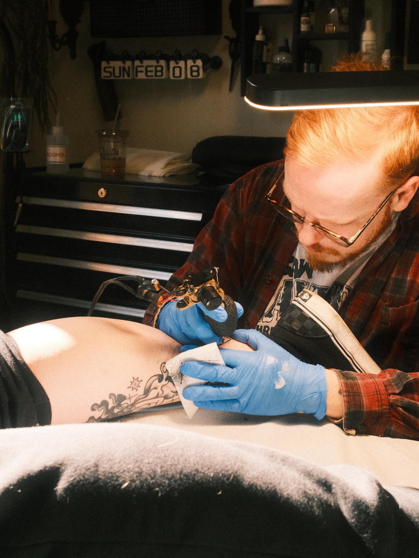 Floral design black and grey tattoo on the torso by 🌹