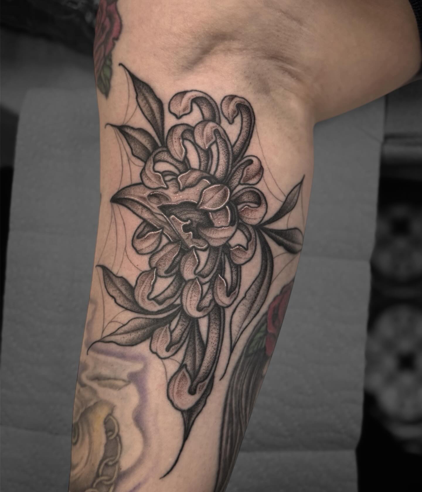 Tattoo by @_crybaby.tattoos — black_and_grey