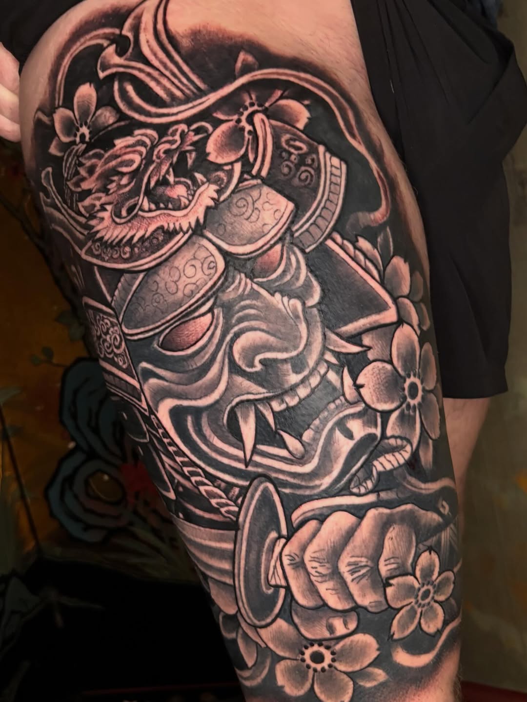 Tattoo by @stevencampbelltattoo — japanese_irezumi, black_and_grey