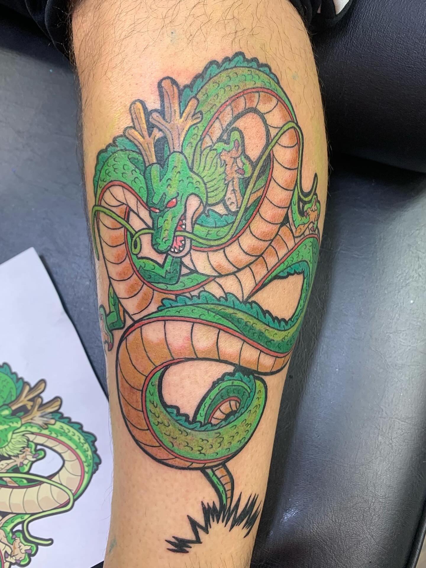 Dragon American traditional tattoo on the forearm by Jameson William Cowan