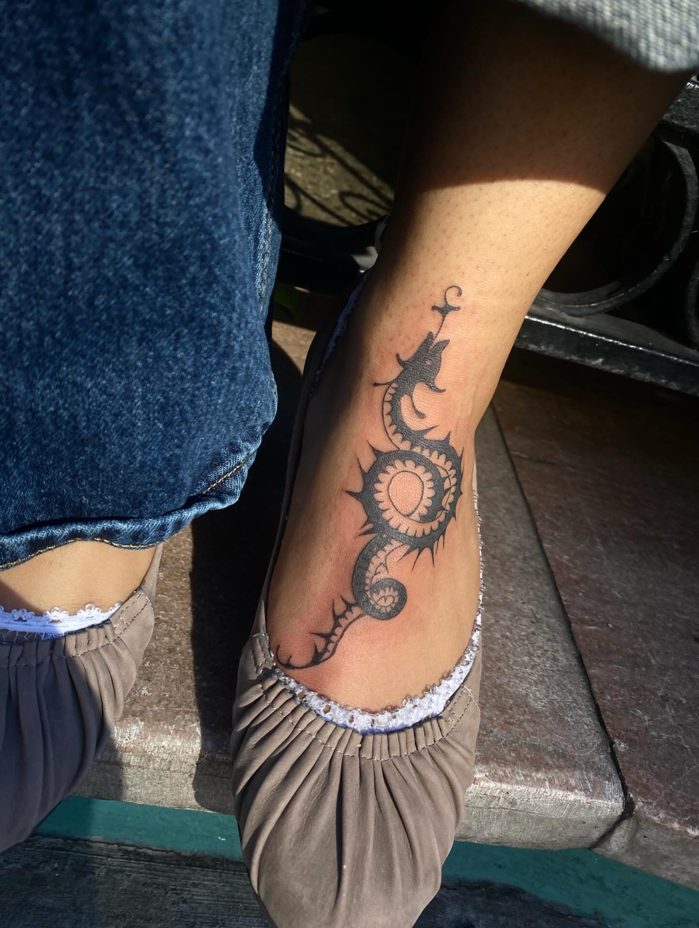 Snake black and grey tattoo on the calf by sarah 🗝️
