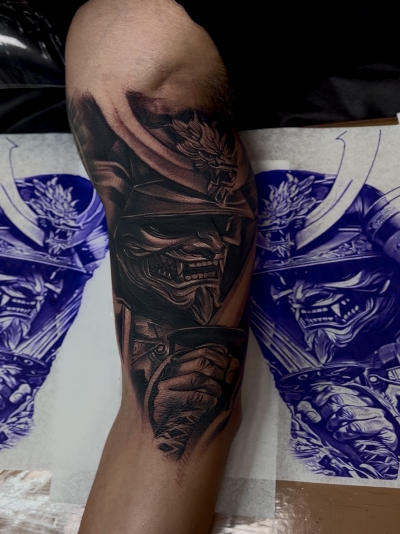 Samurai warrior japanese irezumi tattoo on the forearm by Raul Rodriguez
