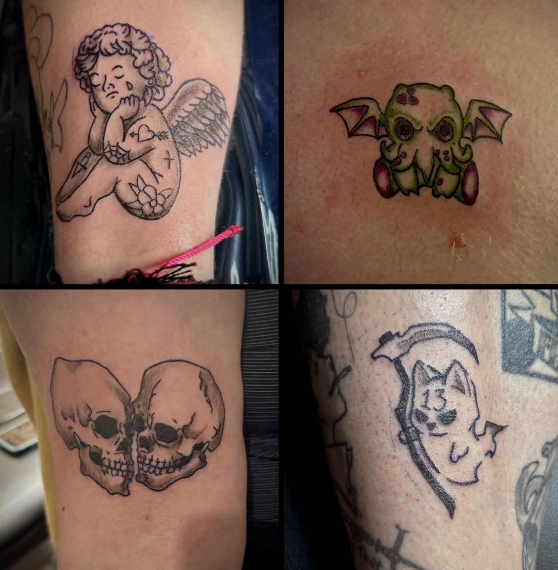 Cherub neo-traditional tattoo on the forearm by Rayne