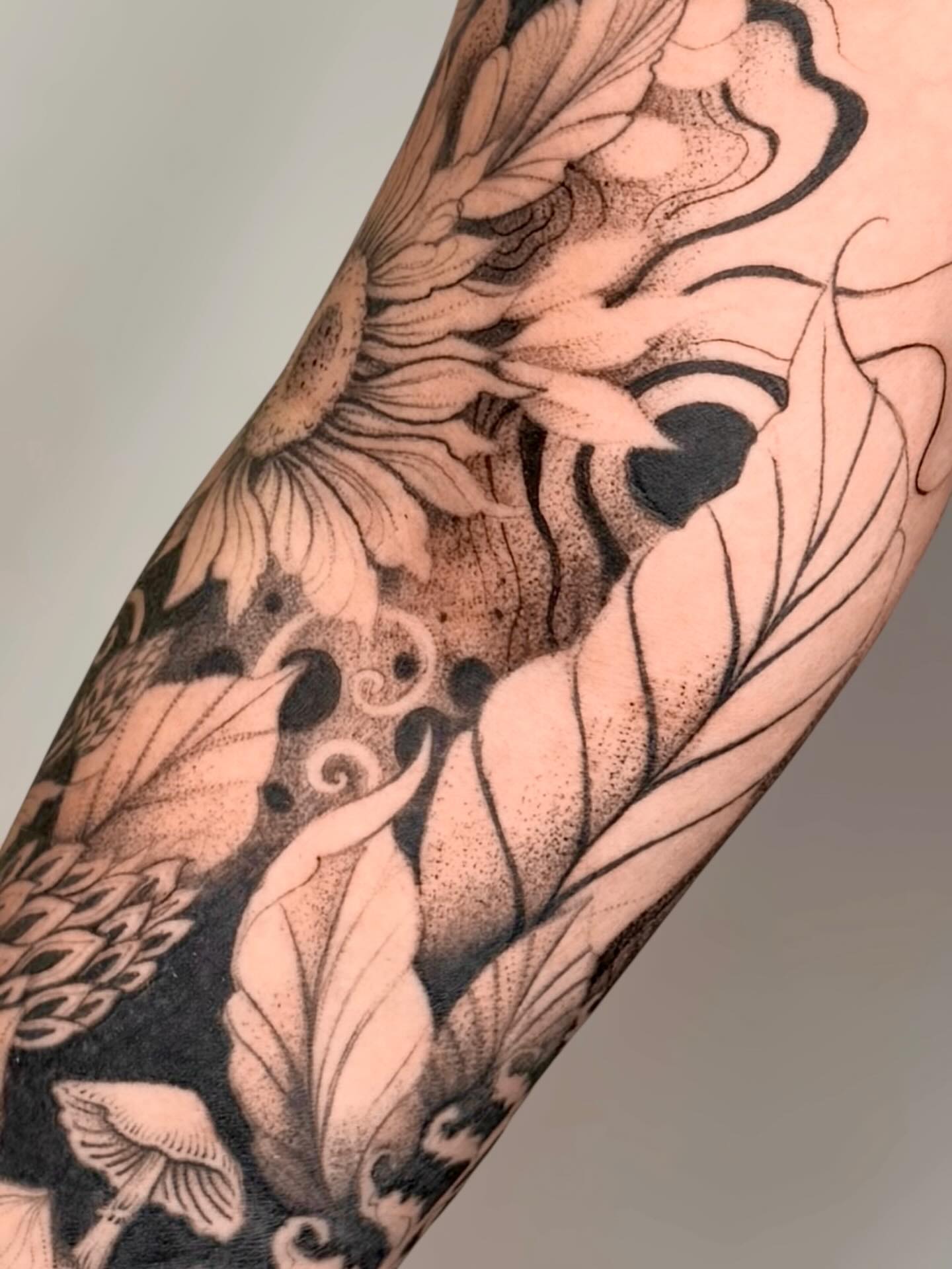 Tattoo by @slaubcreation — dotwork, black_and_grey